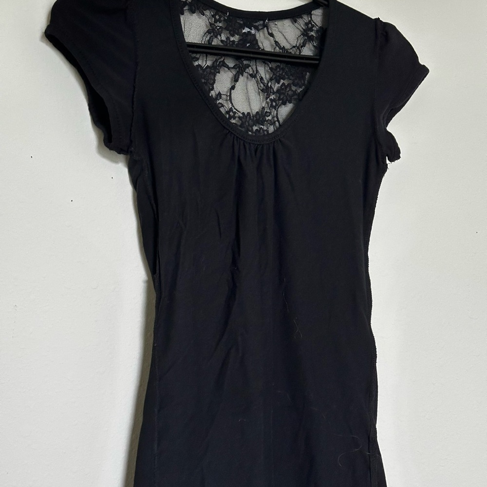 Ambiance Charcoal Lace Detail Top